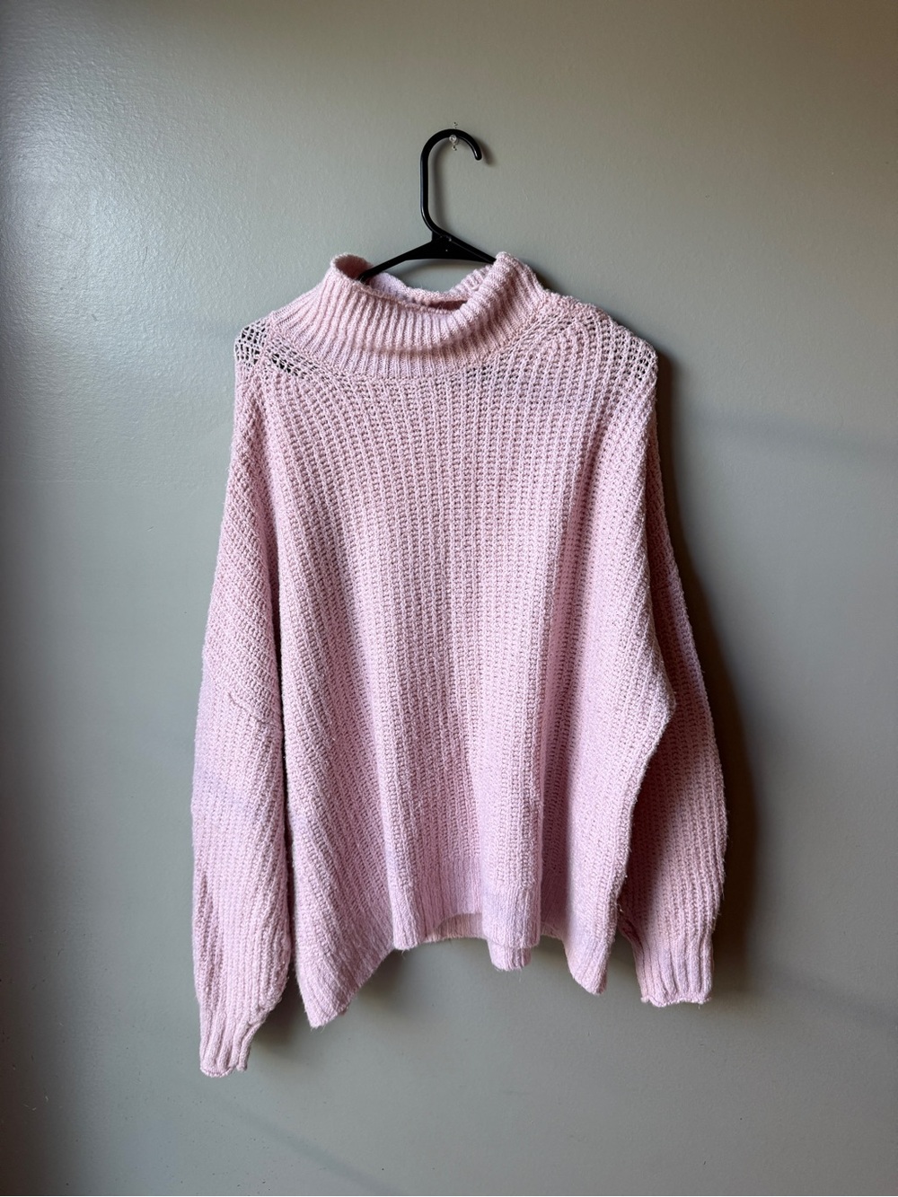 American Eagle Pink Chunky Knit Mock Neck Sweater Women’s XXL